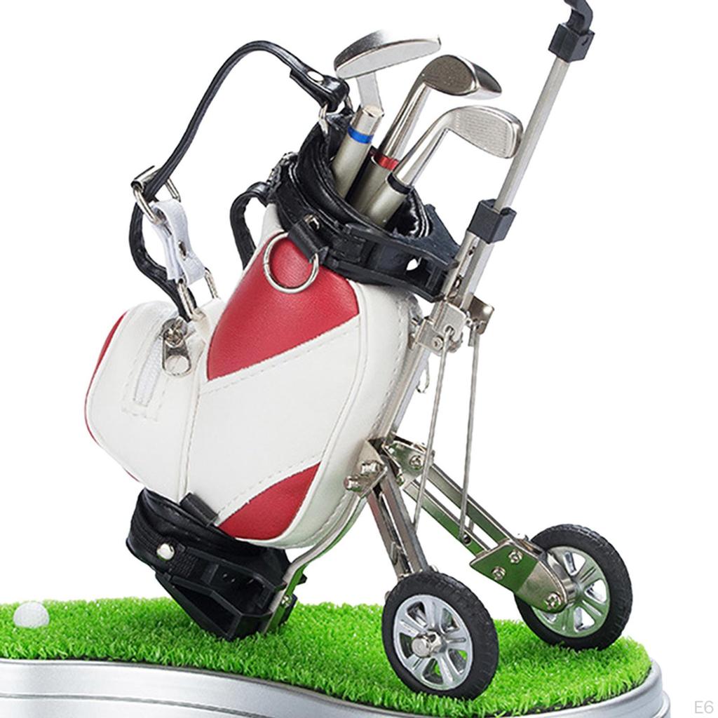 Golf Bag Miniature Pen Holder Souvenir 20x12x20cm Decorative Desk Toy for Home Office Book