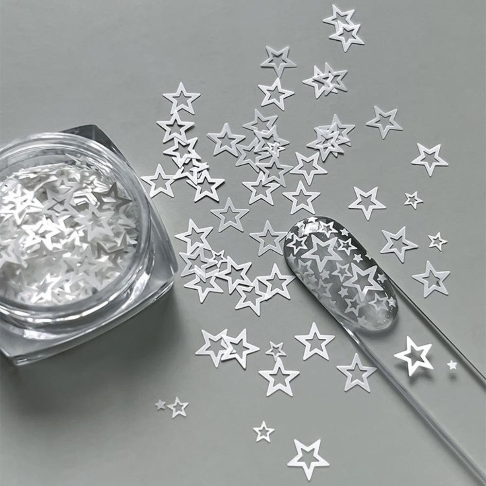 Hollow Out Five-pointed Star Glitter Nail Charms Colorful Minimalist Sequins Nail Decorations DIY Glitter Nail Accessories