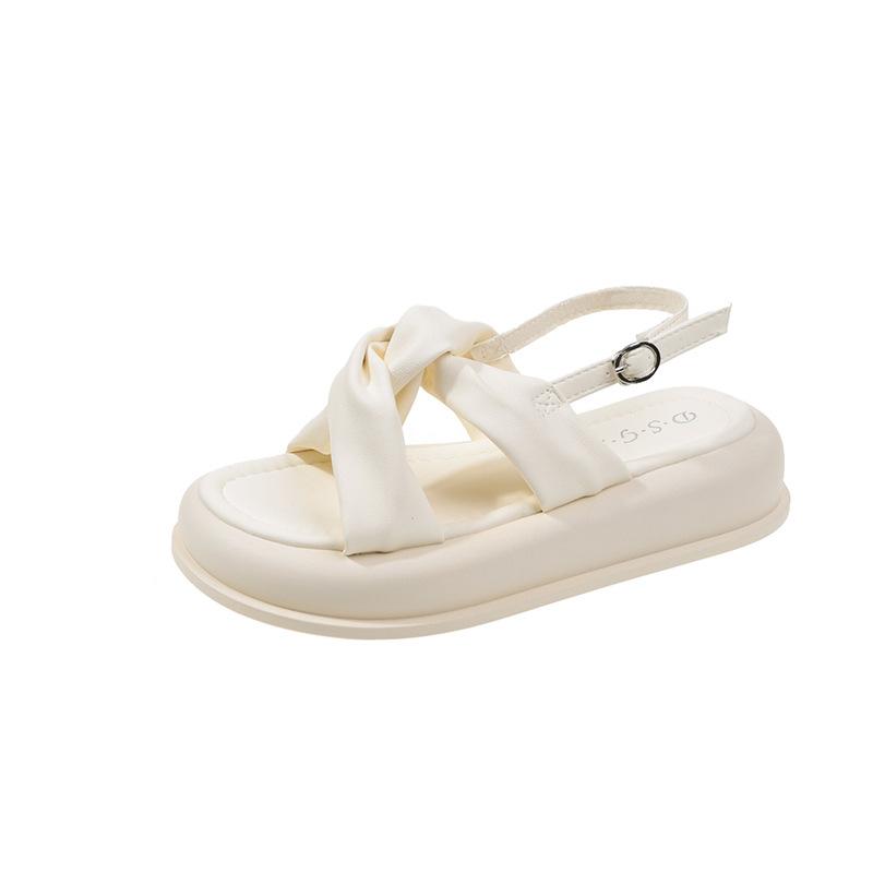 

Platform sandals women s spring 2025 new French retro fashion foreign style non-slip casual beach shoes comfortable 39 бежевый