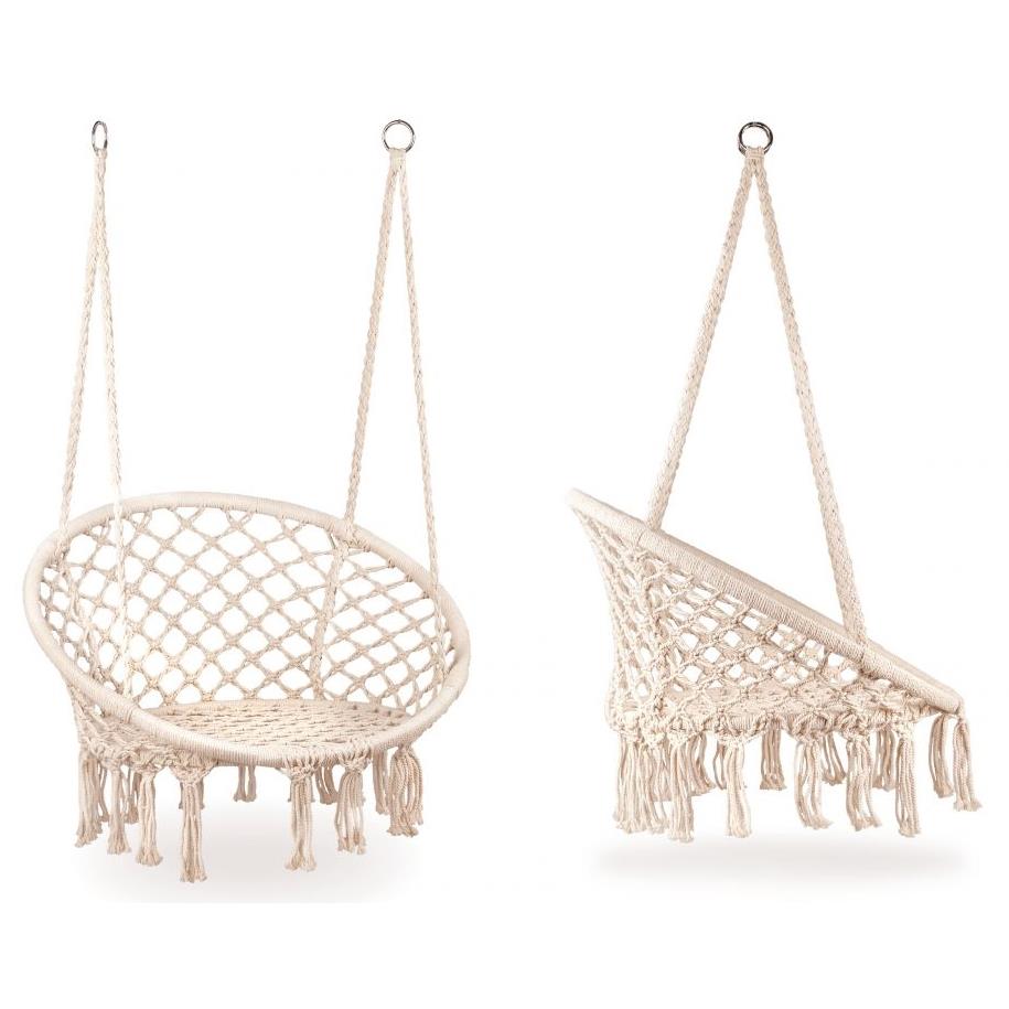 Stork's Nest Swing Hanging Chair Garden Boho for Home Garden 120cm - white