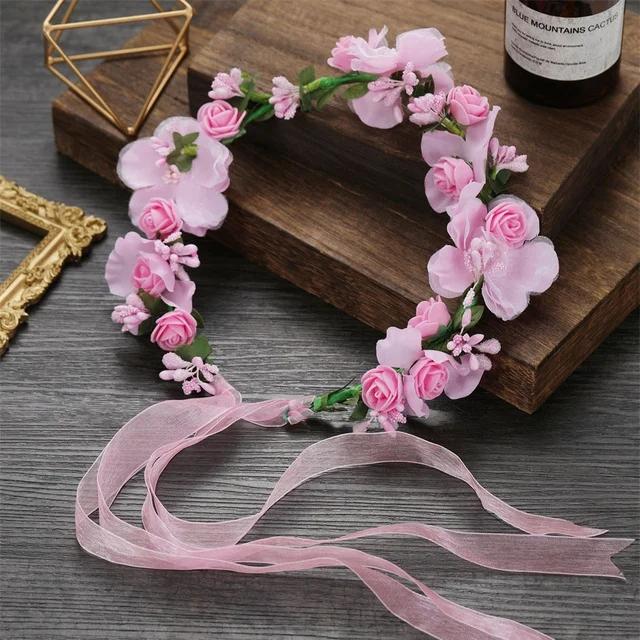 Korean Fashion Imitated Pearl Crowns Girls Bridal Wedding Headband Floral Flower Headband for Girls Adult Hair Accessories