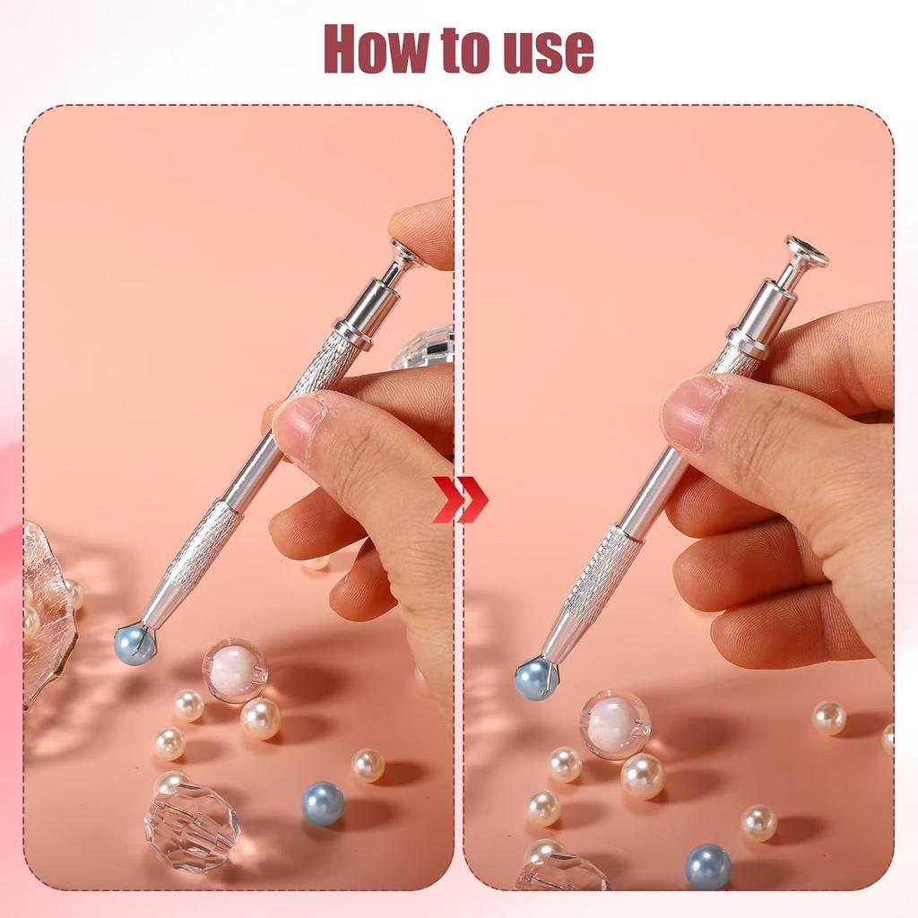 4pcs Sprinkles Tool for Cake Decorating, Jewelry Septum Earring Piercing Ball Bead Holder Screw On Grabber Tool Includes Claw Pen Pearl Grabber &