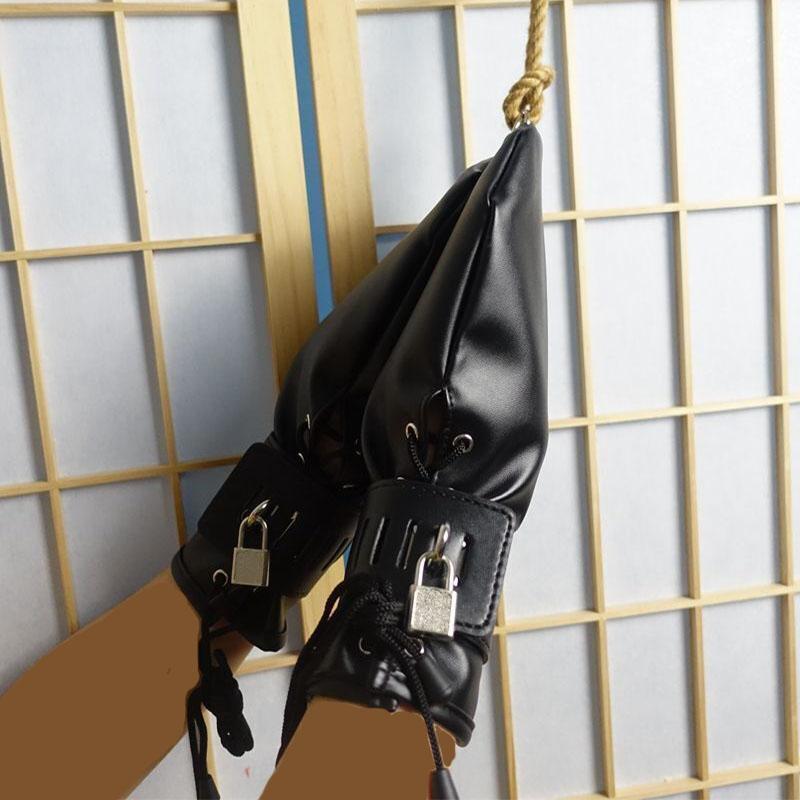 Faux Leather Soft 1 Pair Dog Gloves Padded Lined Fist Mitts Puppy Dog Paws Restraint Lockable Mittens Hand Cuffs Slave Sex Toys