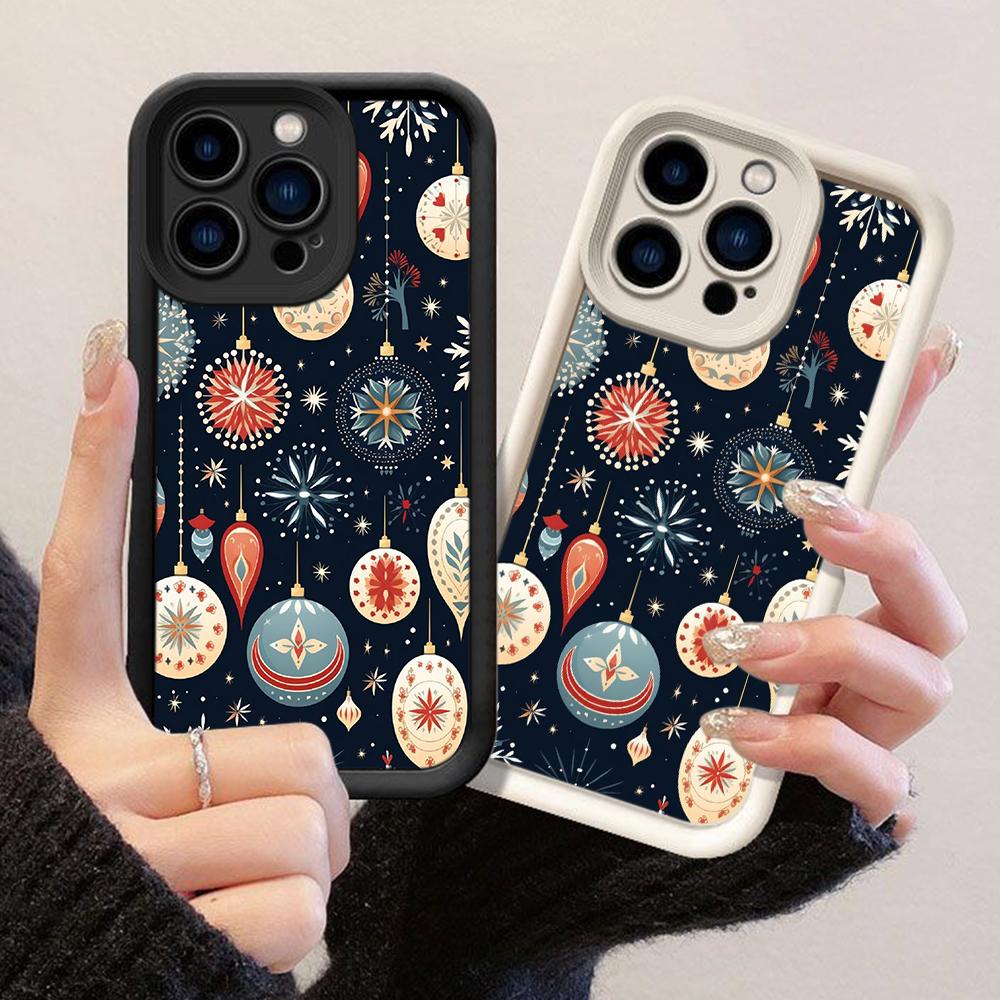 JT250 Folk Art Christmas Design for iPhone 17 16 15 14 13 Pro Max Samsung S26 S25 Ultra A17 A16 A07 A56 A36 A15 Xiaomi 15T Redmi 15c Note 14 Soft Case