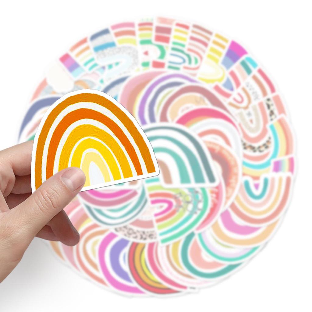50pcs Cartoon Rainbow Bridge Trendy Graffiti Stickers for Fridge, Scooter, Car, or Stationery Box