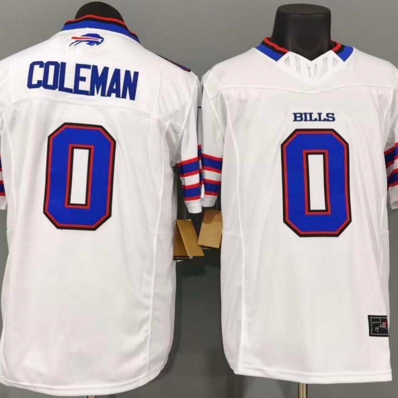 Buffalo Bills 0 Coleman Football Jersey 3rd Gen Regular White Embroidered Sports Uniform