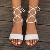 Fashion Sandals Women Summer New 2024 Beach Fashion Sexy Flat Casual Cross-Tie Open Toe Fairy Style Narrow Band Shoes Black Rome Sandals
