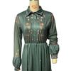 Womens Long Sleeve Printed Maxi Dress With Collar Street Style Spring 2025