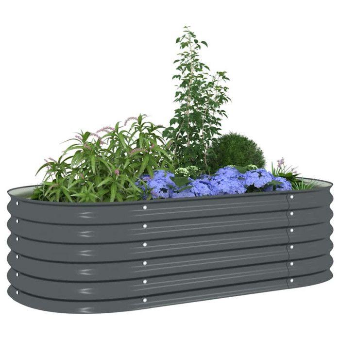 Jardinière - vidaXL - 160x80x44 cm - Acier galvanisé - Gris - Rectangulaire