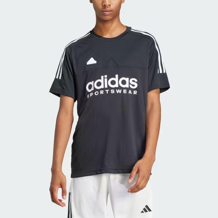 Adidas Three-Stripe Colorblock Letter Print Round Neck Short Sleeve T-Shirt Men Tops Black IP3779