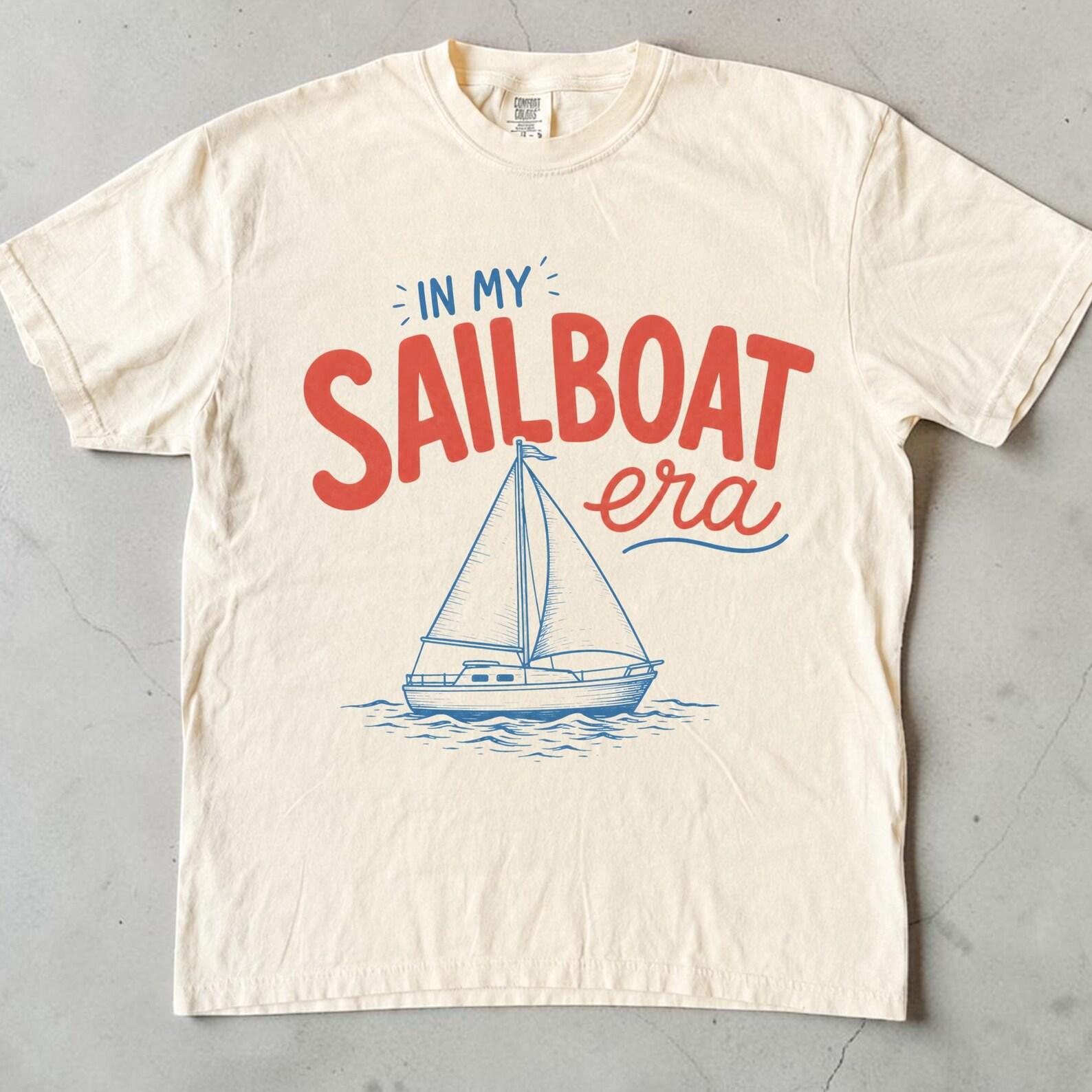 In My Sailboat Era Shirt, Coastal Sailing Tee, Unisex Nautical Boat Lover Gift, Retro Sailor Shirt, Vintage Sailboat Lover Tee L
