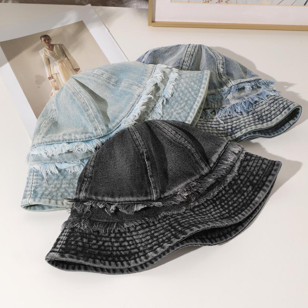 Retro Aged Washed Frilled Fisherman's Hat, Korean-style Casual and Versatile Dome Sun Hat, Suitable for Outdoor Trendy Matching
