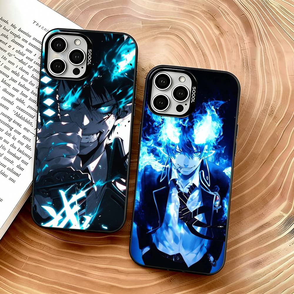 Blue Exorcist Phone Case For iPhone 17,16,15,14,13,12,11 Plus,Pro Max,XS,Colored Silver Plated Inside Cover