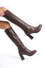 Women Modern Stylish Fashion Boots Boots Faux Leather Black Skin Round Toe Heel Stretch Over The Knee Boots