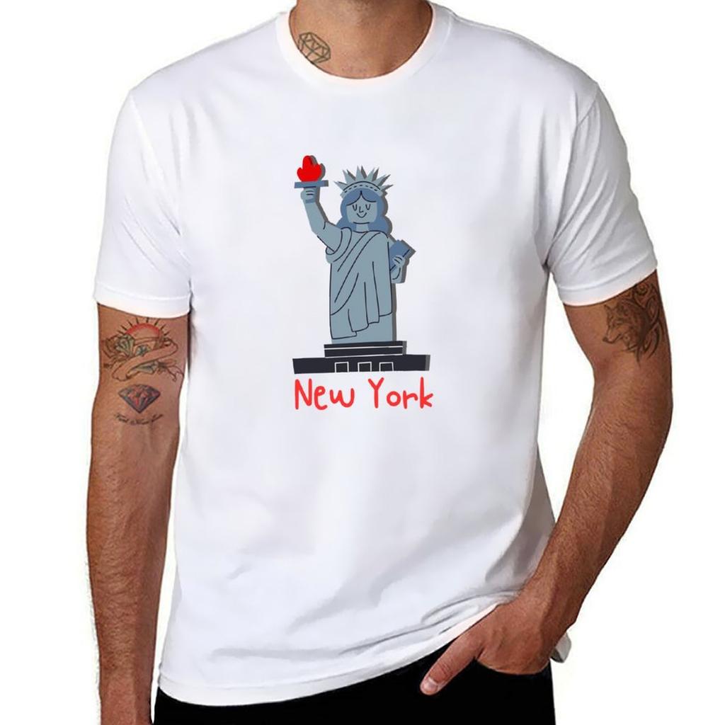 New York Statue Of Liberty Souvenir New York Tshirt Blue Archive Vintage Clothes Summer 2025 T Shirts Unisex