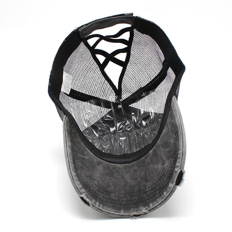 Washed Retro Light Version Elastic Band Cross Ponytail Baseball Net Cap Baseball Cap Cap One Piece