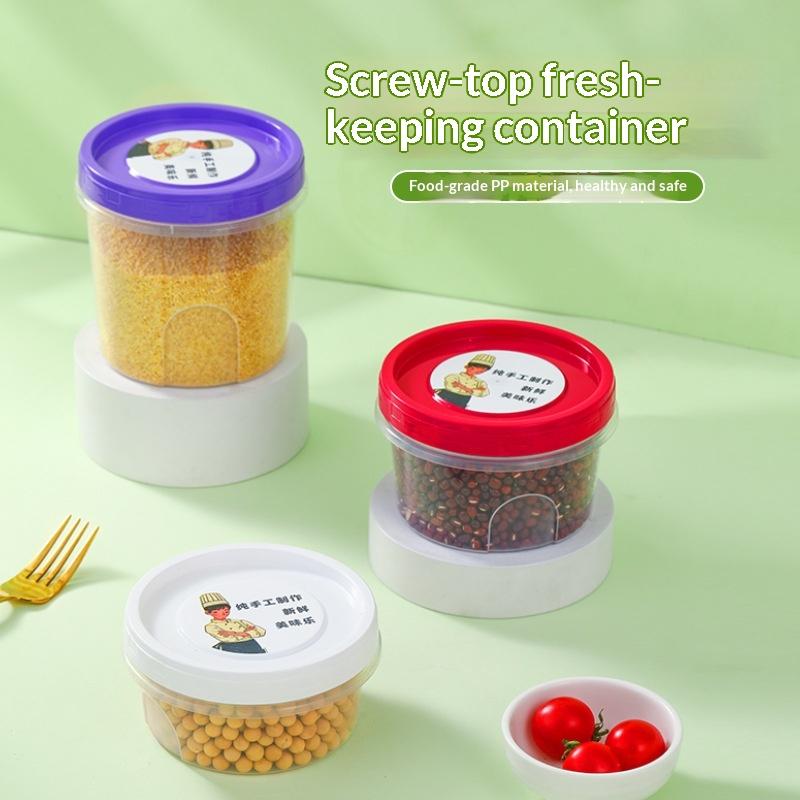 4 Pcs Round Food Fresh Keeping Box Kitchen Refrigerator Storage Container Fruits Snacks Sealed Jar Microwave Heating