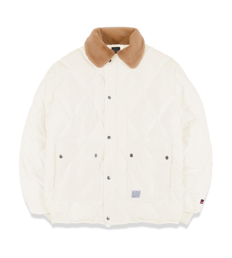 Np Studio Union Quilted Fur Collar Short Padded Jacket Ivory