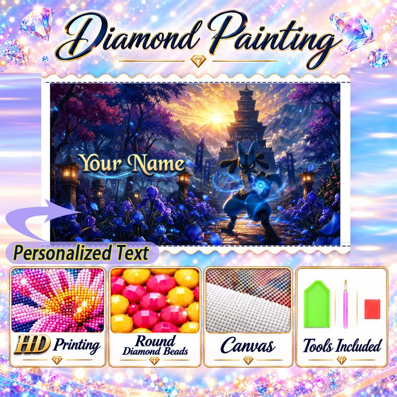 Personalized Greninja Diamond Art Custom Name 5D Diamond Painting Full Drill DIY Craft