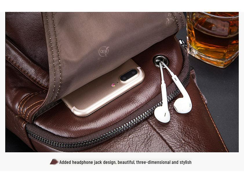Captain Cow Men's Genuine Leather Multifunctional Crossbody Chest Bag