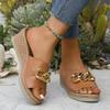 Fashion Fashion Chain Decor Wedge Sandals for Women Summer Lightweight Platform Slippers Woman Plus Size 43 Comfort Non Slip Beach Shoes