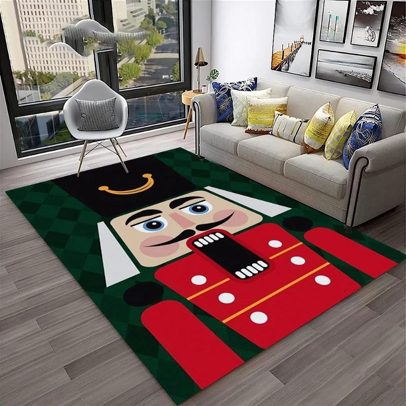 Nutcracker Christmas Tree Cartoon Fairy Tales Carpet Rug for Home Living Room Bedroom Sofa Doormat Decor,kids Non-slip Floor Mat