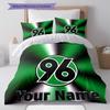 Hannover 96 Bettwäsche mit individuellem Namensmuster, Steppdecken-Set, Bettbezug, Kissenbezug, Heim-Geburtstagsgeschenk(1 Bettbezug + 2 Kissenbezüge, ohne Füllung)