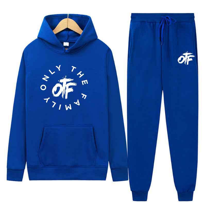 Spring Autumn Men Only The Family Print Casual 2PC Sets Personality Sweatshirts Street Fashion Sports Suit Hoodie Tops Slim pant