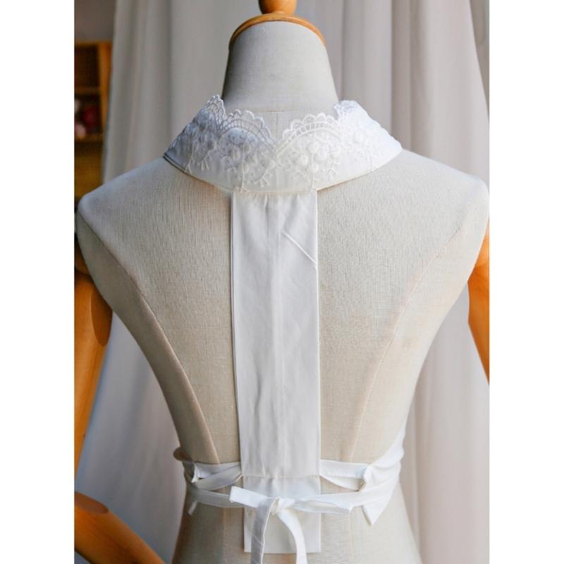 Elegant Kimono Collar Accessory Ruffled Lace Pearls Beaded Japanese Dress Core Collar Lining Kimono Belt for Womens Robe