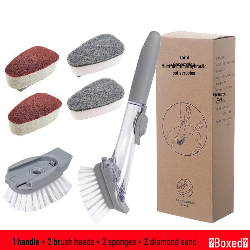 

Жидкий дозатор Кухонная щетка для мытья посуды - Многофункциональная щетка для масла и кастрюль с длинной ручкой