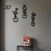 Abstract Floral Wall Decoration 3Pcs Black Metal Flower Decor, Rustic Farmhouse Boho Art, Dining Room Accent Vase Hanging Decor for Bathroom