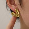 Stainless Steel Metallic Design Gold Colour Heart Shaped Earrings Unusual Accessories for Women's Party Zircon Gifts