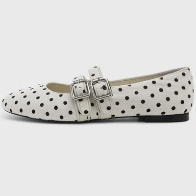 Fashion 2025 Autumn New French Style Women Flat Shoes Fashion Casual Elegant Polka Dot Shoes Mary Jane Low Heels Women Ballet Shoes