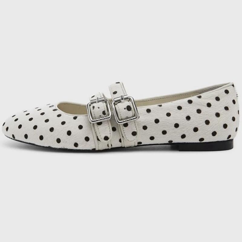 Fashion 2025 Autumn New French Style Women Flat Shoes Fashion Casual Elegant Polka Dot Shoes Mary Jane Low Heels Women Ballet Shoes