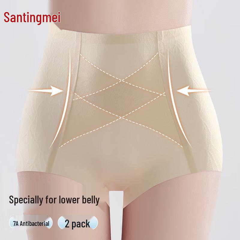 Бесшовные трусы-слипы Tingmei с высокой талией и контролем живота (2-Pack) M