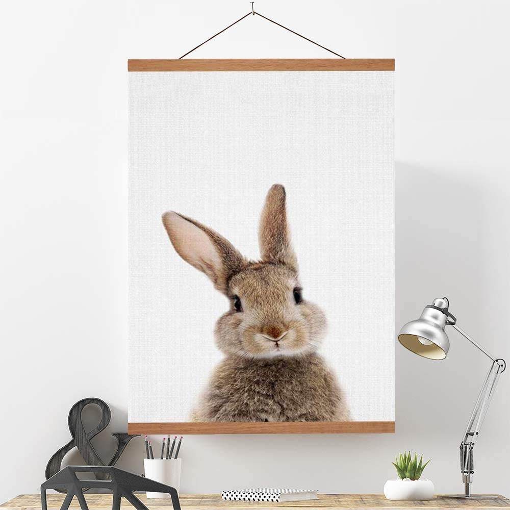 Wfledlig Wooden Poster DIY Poster Scroll Wall for Interior Office and Room Decoration Hanger, Frame, Hanging, Square, (Wood Color, 20cm)