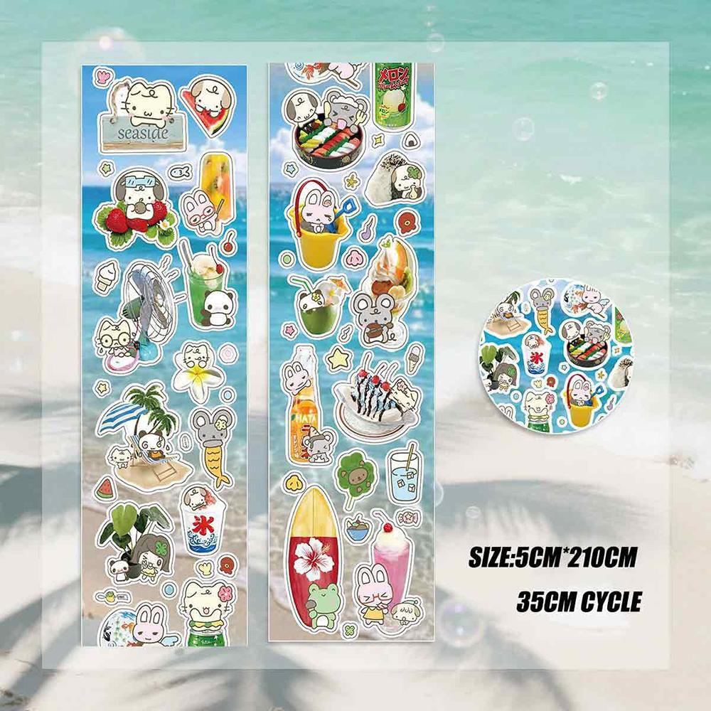 Kawaii Stationery Sticker for Scrapbooking Cute Animal Washi Tape Decor Summer Food Theme Ice Cream Fruit Stickers DIY Craft