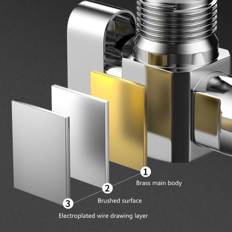 Brass Stop Valves for Kitchen Bathroom Use 1/2Inch Inlet and Outlet 1/4 Turn With Adapter for Hot and Cold Water Use