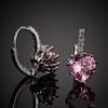 Women's Fashion Luxury Elegant Pink Charming Love Heart Leverback Hoop Earrings AVE