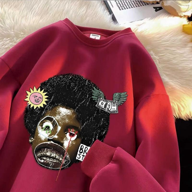 Oversized Retro Vintage Graphic Hoodie Unisex Thick Warm Streetwear Sweatshirt Men Women Winter