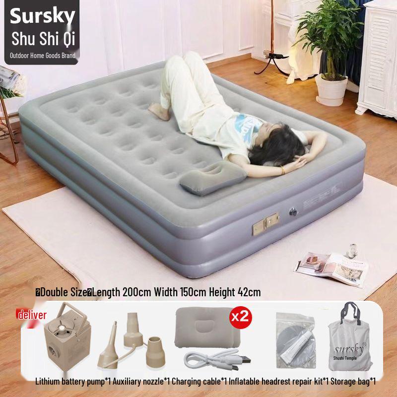 Portable Double Air Mattress: Automatic Inflatable Bed for Outdoor Camping and Travel