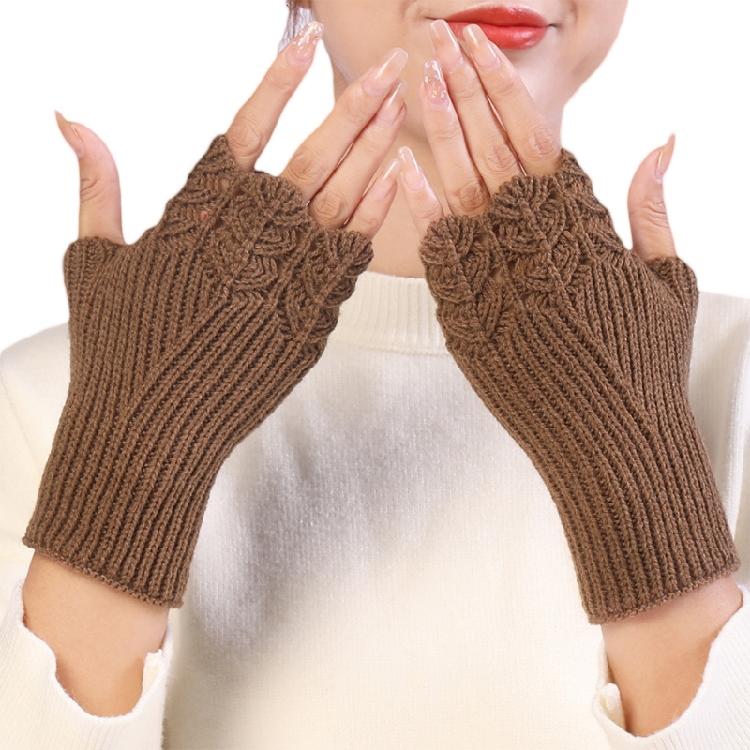 Winter Hand Gloves Soft Warm Gloves Stretchy Fingerless Mittens With Thumb Hole
