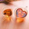 Anti-scald Heart Shaped Glass Cup Double Walled Insulated Glass Coffee Mug Double Wall Glass Clear Unique Insulated with Handle