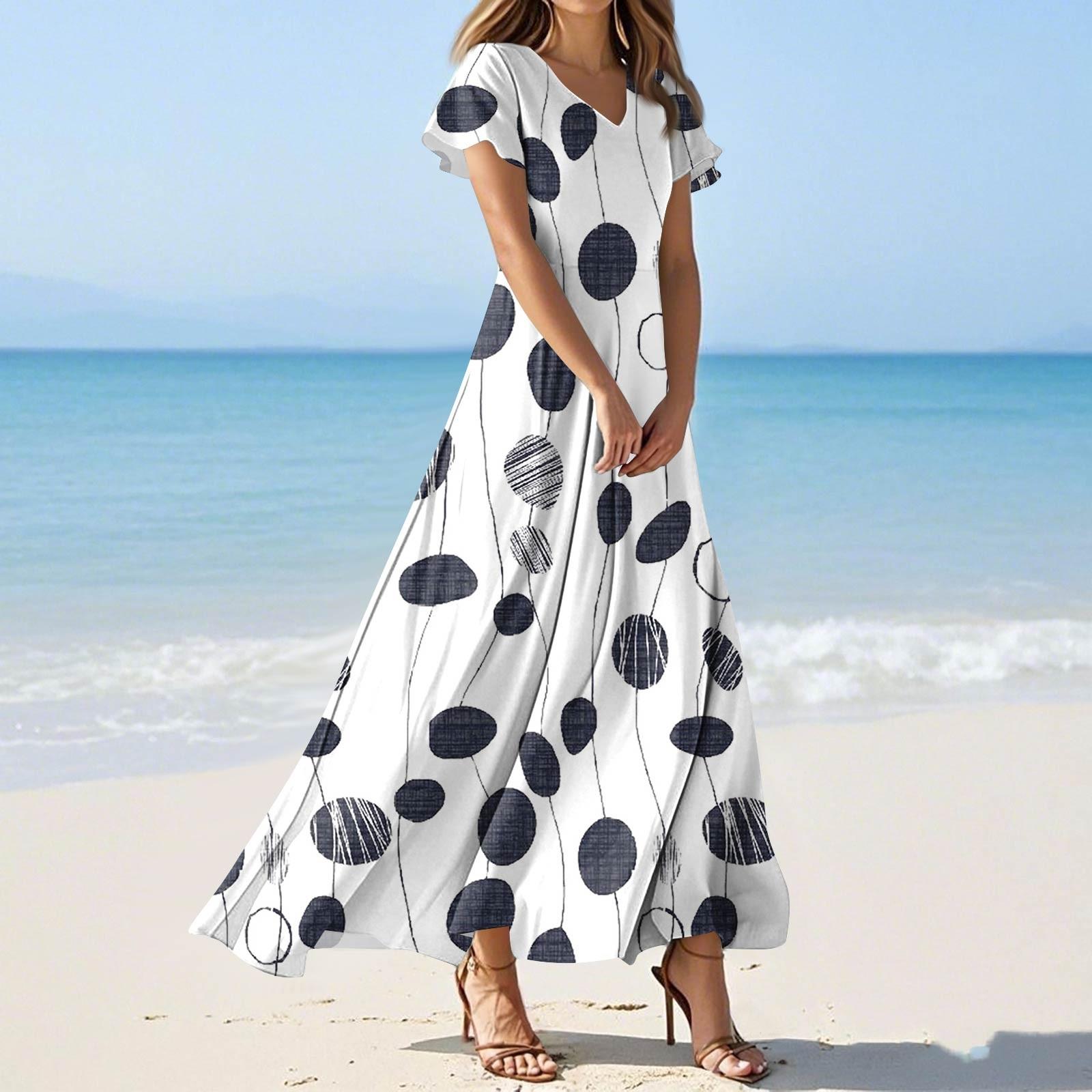 

Женские летние повседневные модные платья с принтом и короткими рукавами и V-образным вырезом L