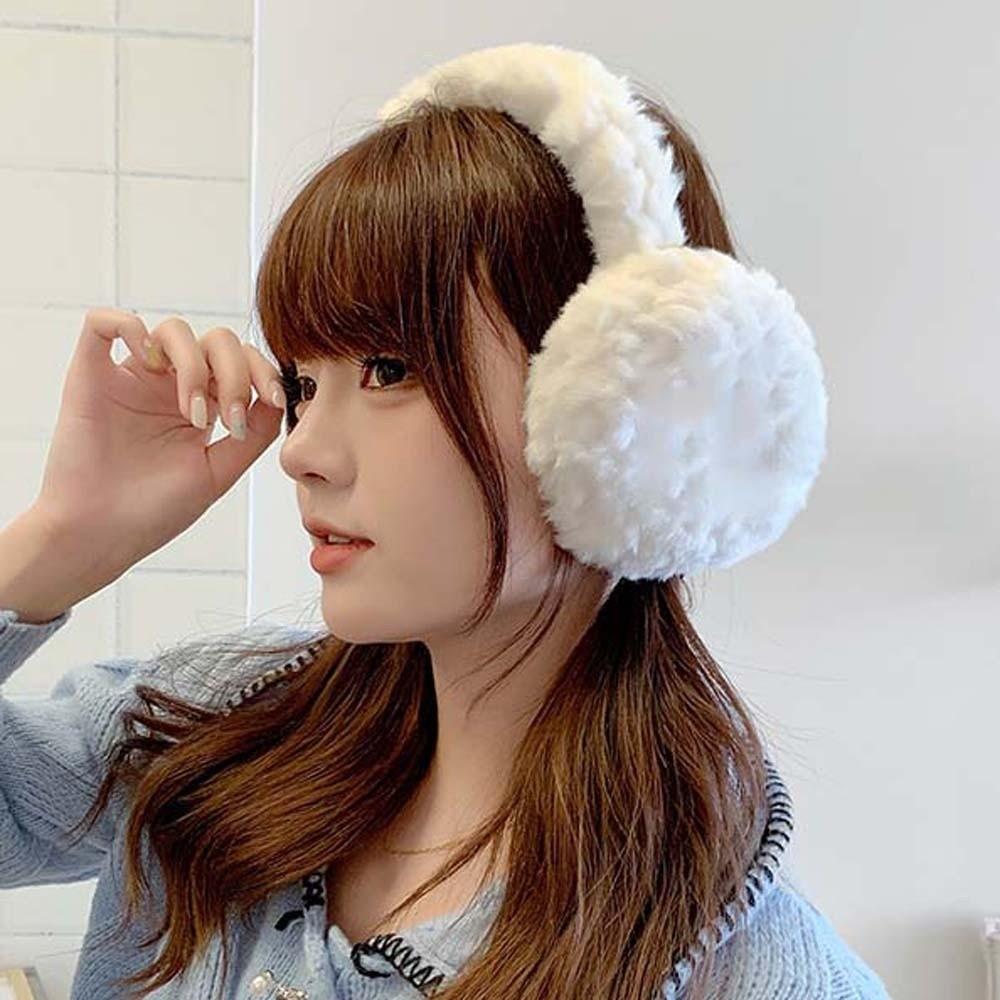 Soft Solid Color Earmuffs Plush Winter Thicken Earflap Fashion Foldable Ear Cover Cold Weather