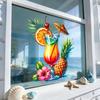 Adesivi Statici per Finestre Estivi Tema Tropicale Cocktail Fiore d'Ananas Adesivi per Finestre Festa in Spiaggia Piscina Vetro Decalcomanie per Casa Ufficio Festa Hawaiana
