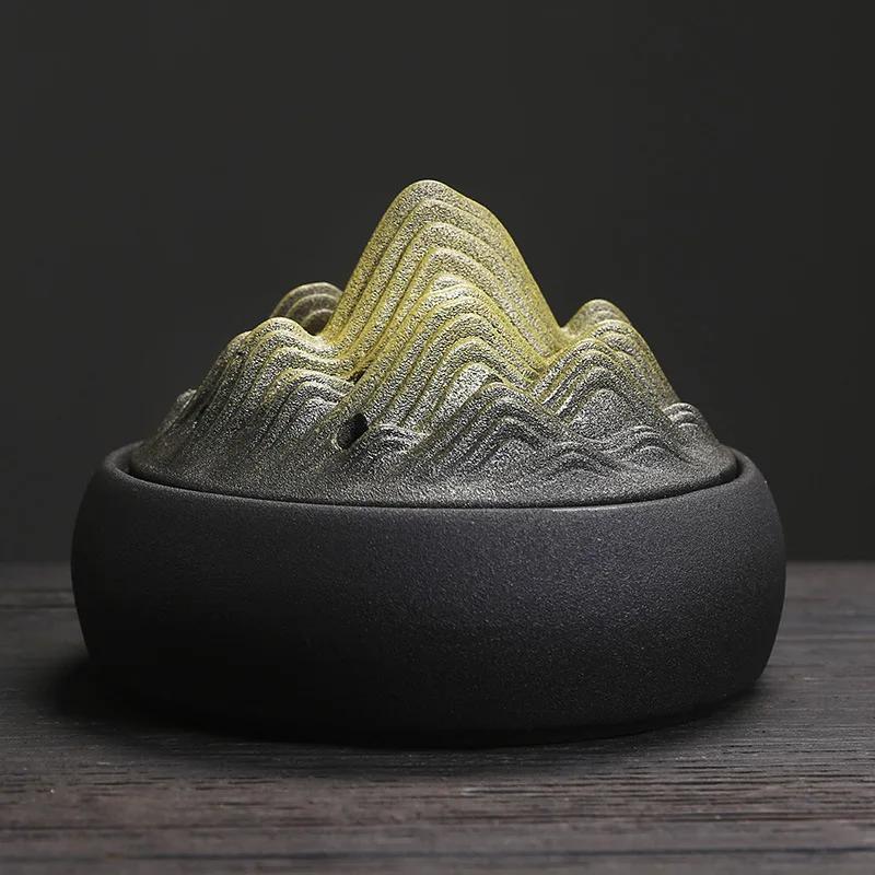 1pc Home Decor Ornaments Mountain Design Fire Prevention Incense Coils Burner Incense Holder Ceramic Censer Zen Tea Pet