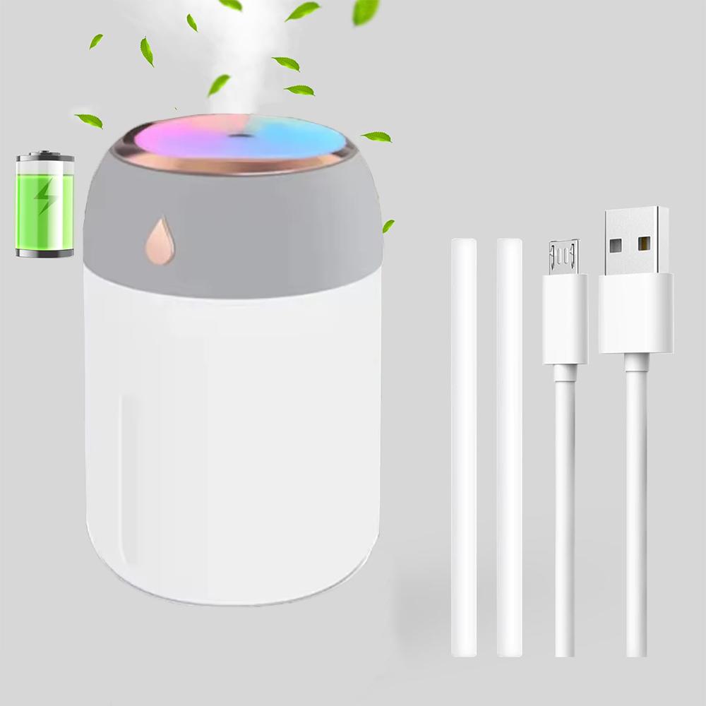 330ml Humidifier with Colorful Light Portable Whisper-Quiet Large Mist Spray USB-Powered Fresh Air for Bedroom Home Car Purifier