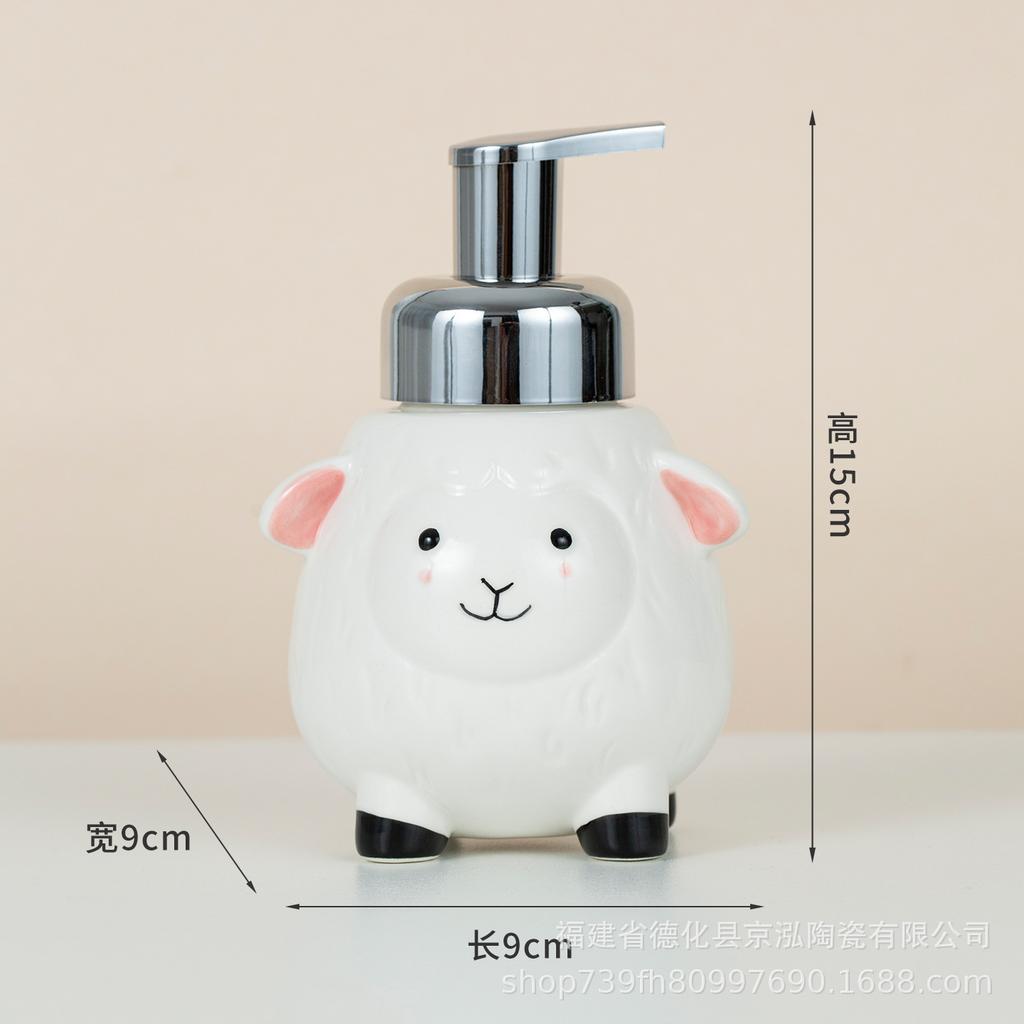 Soap Dispenser Cute Hand-painted Ceramic Hand Soap Dispensing Bottle, Cartoon Animal Lotion Bottle, for Guesthouses and Hotels