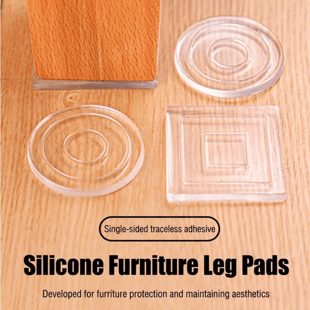 4Pcs Self Adhesive Silent Table Foot Mat Transparent Table Leg Gaskets Furniture Gaskets Bed Foot